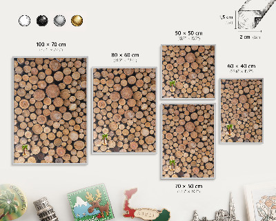 Metalltafel für Magnete mit silbernem Rahmen Holzkreise