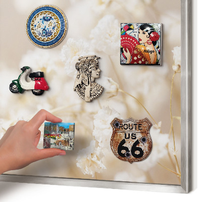 Metalltafel für Magnete mit silbernem Rahmen Beige Blüten