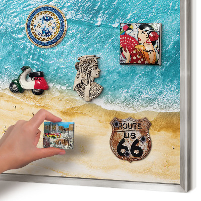 Dekoratives Magnetboard aus Metall in Silberrahmen Meer und Strand