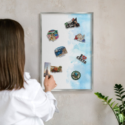 Metalltafel für Magnete mit silbernem Rahmen Entspannende Landschaft