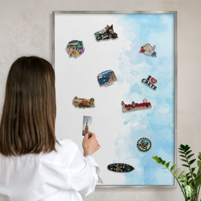 Metalltafel für Magnete mit silbernem Rahmen Entspannende Landschaft