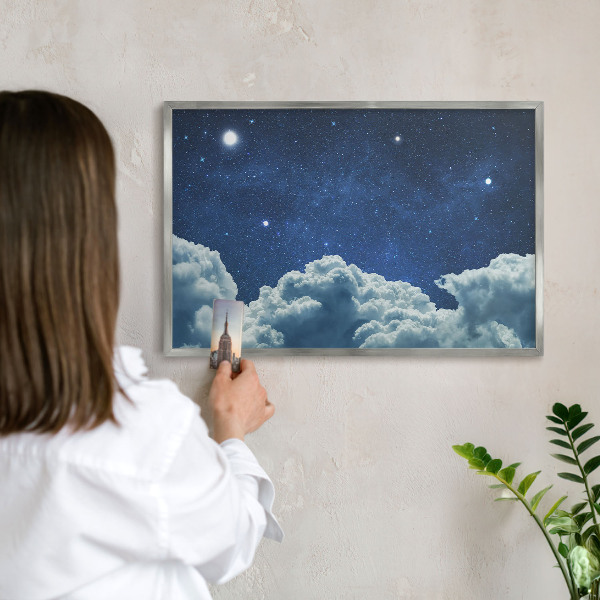 Dekoratives Magnetboard aus Metall in Silberrahmen Kosmische Nacht