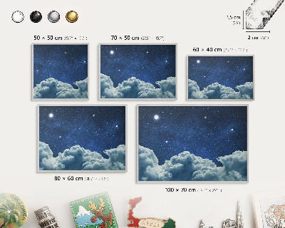 Dekoratives Magnetboard aus Metall in Silberrahmen Kosmische Nacht
