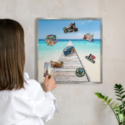 Dekoratives Magnetboard aus Metall in Silberrahmen Ocean Pier