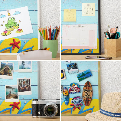 Metalltafel für Magnete mit silbernem Rahmen Urlaubsstrand