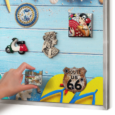 Metalltafel für Magnete mit silbernem Rahmen Urlaubsstrand