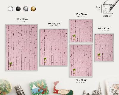 Metalltafel für Magnete mit silbernem Rahmen Rosa Ziegelstein