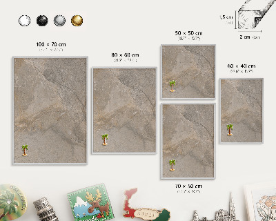 Dekoratives Magnetboard aus Metall in Silberrahmen Beige Stein