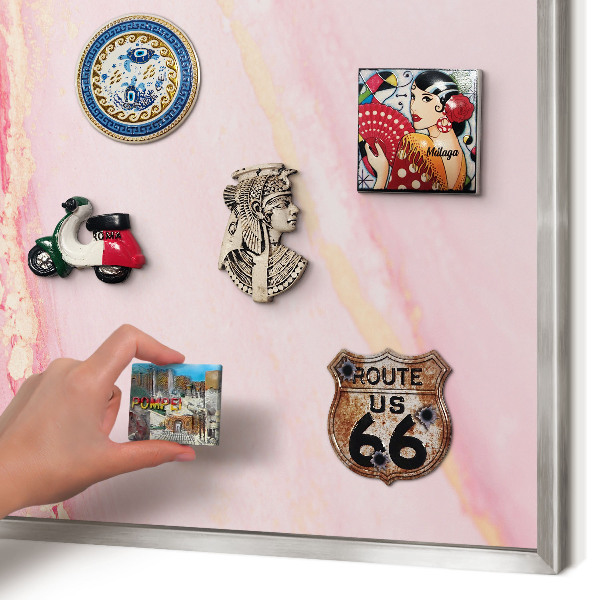 Metalltafel für Magnete mit silbernem Rahmen Rosa Eleganz