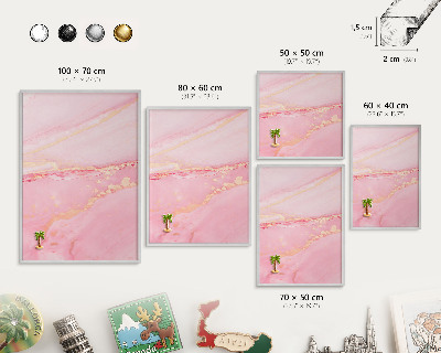 Metalltafel für Magnete mit silbernem Rahmen Rosa Eleganz