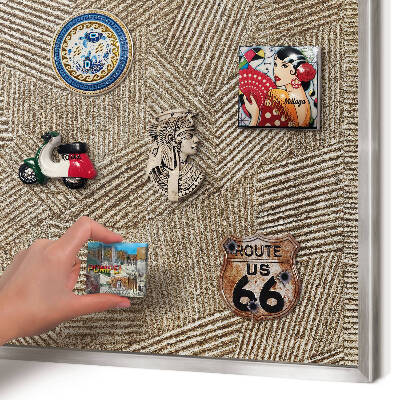 Metalltafel für Magnete mit silbernem Rahmen Geometrisches Muster