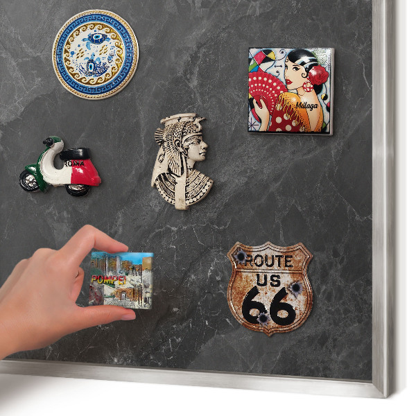 Dekoratives Magnetboard aus Metall in Silberrahmen Graue Eleganz