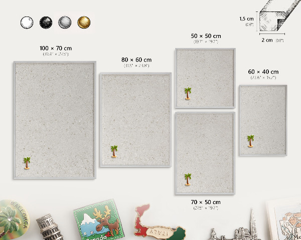 Dekoratives Magnetboard aus Metall in Silberrahmen Subtile Eleganz