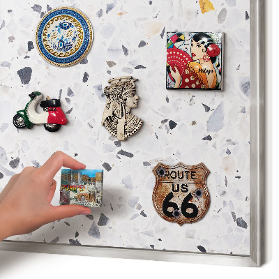 Metalltafel für Magnete mit silbernem Rahmen Terrazzo-Stil