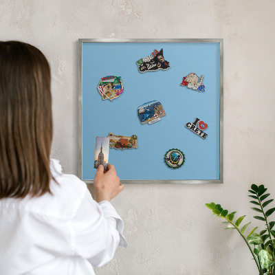 Metalltafel für Magnete mit silbernem Rahmen Blaue Farbe