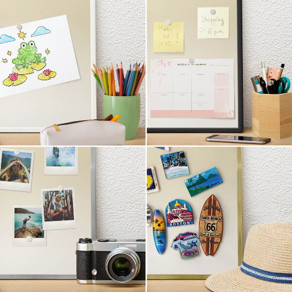 Dekoratives Magnetboard aus Metall in Silberrahmen Cremefarbener Farbverlauf