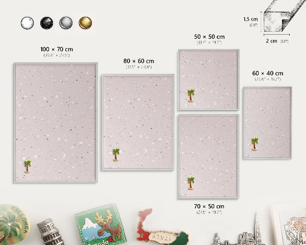 Dekoratives Magnetboard aus Metall in Silberrahmen Moderner Terrazzo
