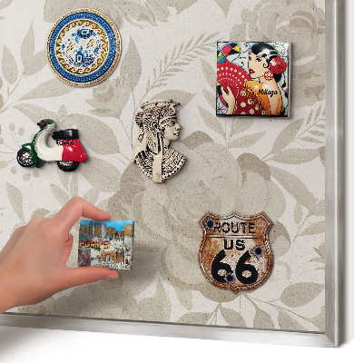 Dekoratives Magnetboard aus Metall in Silberrahmen Vintage-Blumen