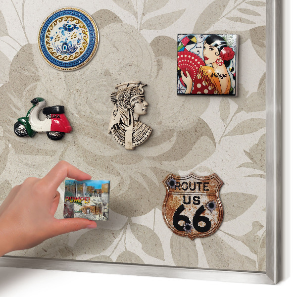 Dekoratives Magnetboard aus Metall in Silberrahmen Vintage-Blumen