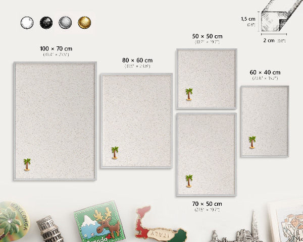 Metalltafel für Magnete mit silbernem Rahmen Winzige Punkte