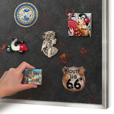 Metalltafel für Magnete mit silbernem Rahmen Vulkanische Lava