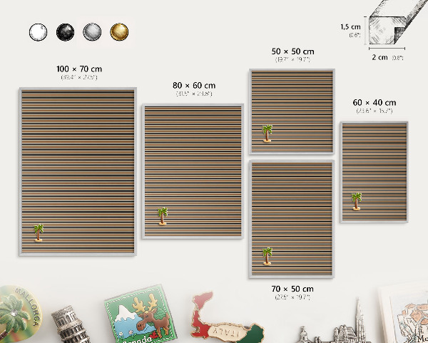 Dekoratives Magnetboard aus Metall in Silberrahmen Geometrisches Muster