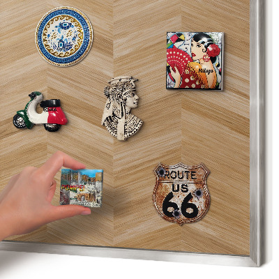 Metalltafel für Magnete mit silbernem Rahmen Holz-Fischgrätmuster
