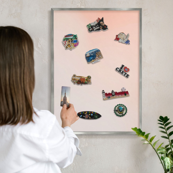 Metalltafel für Magnete mit silbernem Rahmen Pastellfarbener Charme