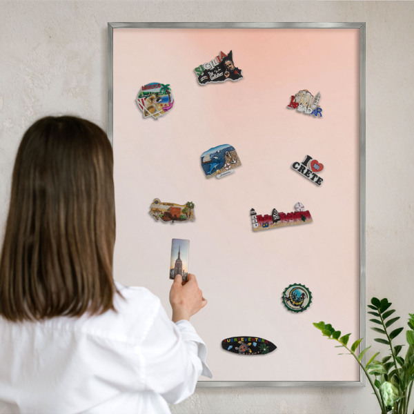 Metalltafel für Magnete mit silbernem Rahmen Pastellfarbener Charme