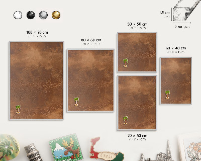 Metalltafel für Magnete mit silbernem Rahmen Braune Textur