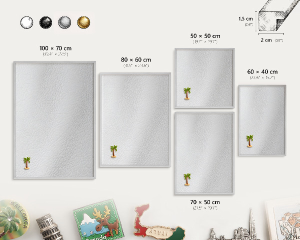 Dekoratives Magnetboard aus Metall in Silberrahmen Elegante Textur