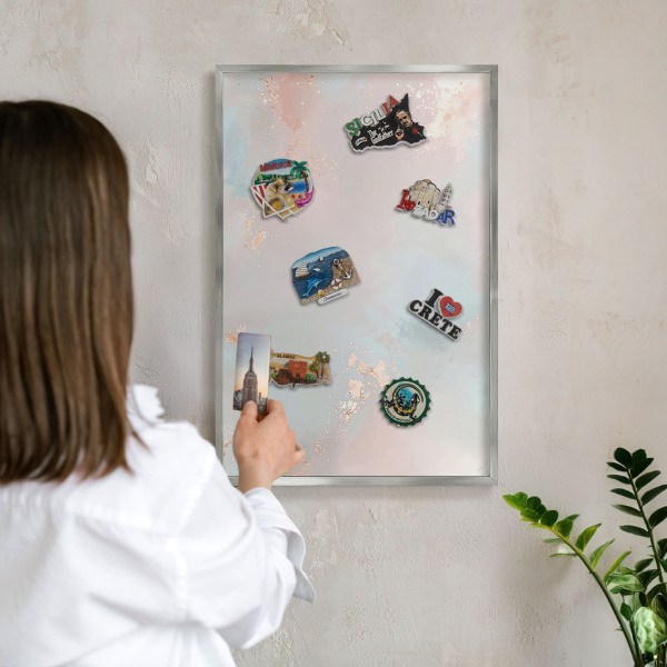 Metalltafel für Magnete mit silbernem Rahmen Pastellharmonie