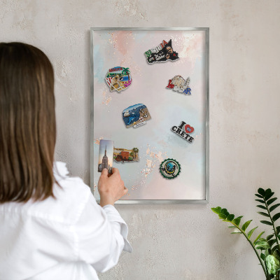 Metalltafel für Magnete mit silbernem Rahmen Pastellharmonie