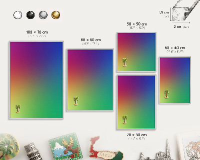 Metalltafel für Magnete mit silbernem Rahmen Regenbogenfarben