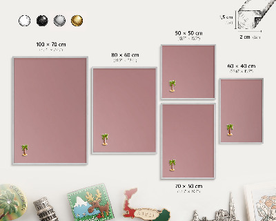 Metalltafel für Magnete mit silbernem Rahmen Pastellrosa