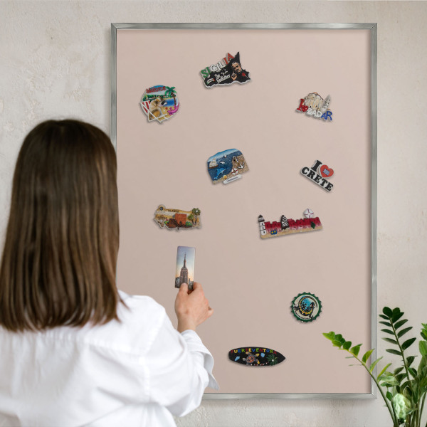 Metalltafel für Magnete mit silbernem Rahmen Beige-Rosa