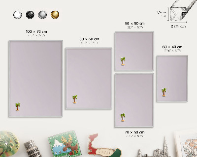 Dekoratives Magnetboard aus Metall in Silberrahmen Helllila