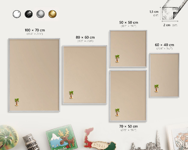 Metalltafel für Magnete mit silbernem Rahmen Beige-Orange