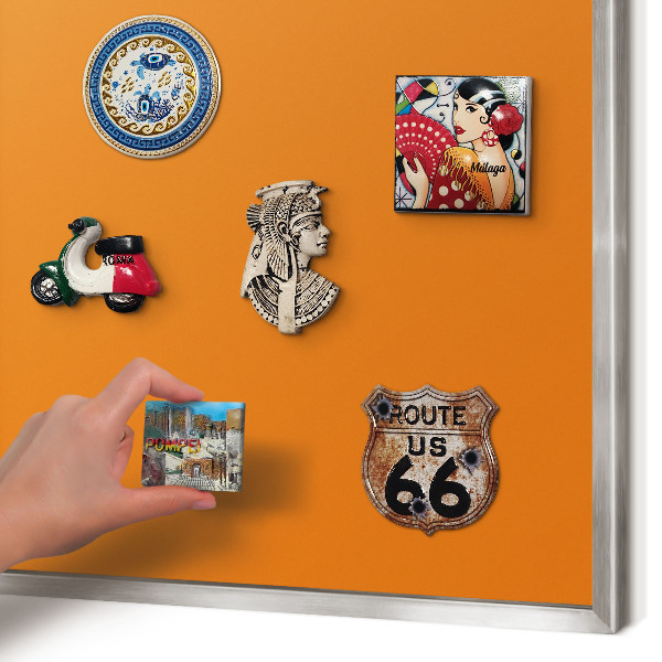 Metalltafel für Magnete mit silbernem Rahmen Kräftiges Orange