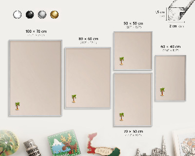 Metalltafel für Magnete mit silbernem Rahmen Warmes Beige