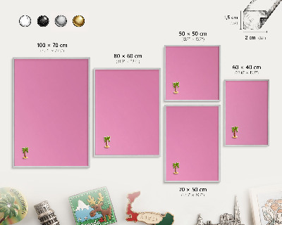 Dekoratives Magnetboard aus Metall in Silberrahmen Kühles Rosa