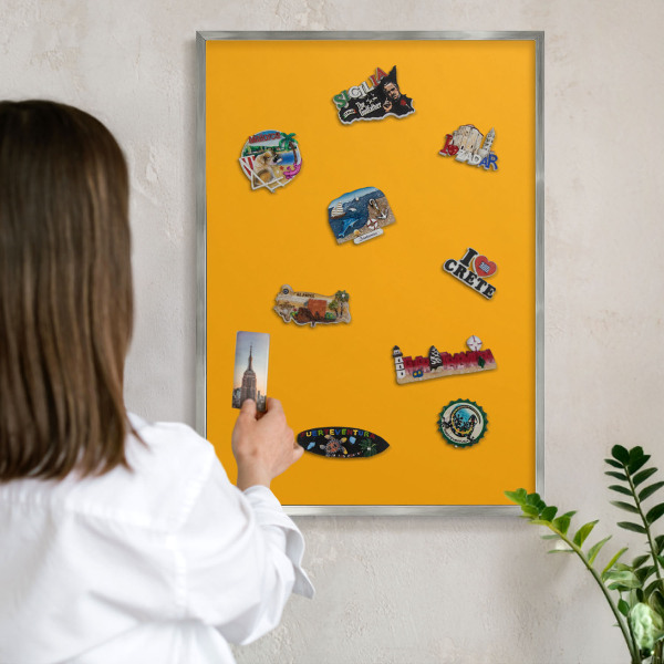 Metalltafel für Magnete mit silbernem Rahmen Leuchtendes Orange