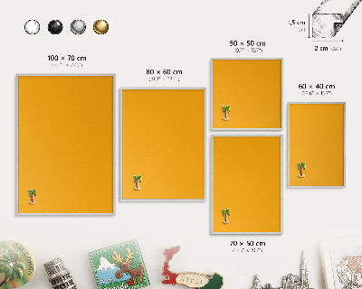 Metalltafel für Magnete mit silbernem Rahmen Leuchtendes Orange