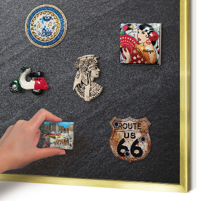 Magnettafel dekorativ bedruckt mit goldenem Rahmen Graue Textur