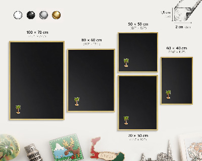 Magnettafel dekorativ bedruckt mit goldenem Rahmen Schwarz