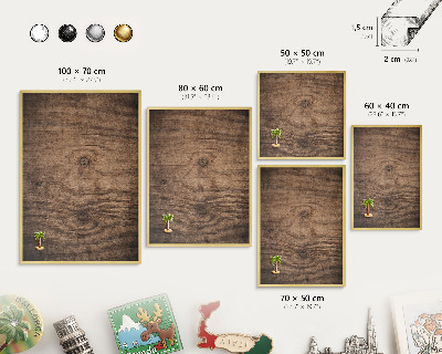 Magnettafel dekorativ bedruckt mit goldenem Rahmen Holzstruktur