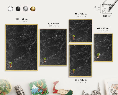 Magnettafel dekorativ bedruckt mit goldenem Rahmen Schwarzer Marmor