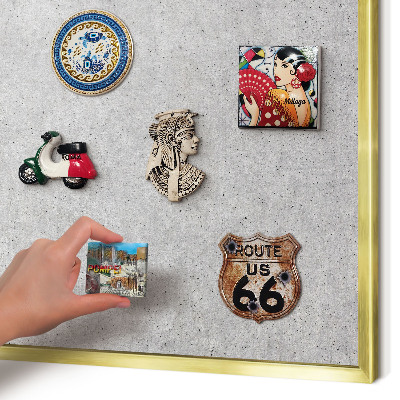 Magnettafel dekorativ bedruckt mit goldenem Rahmen Graue Textur