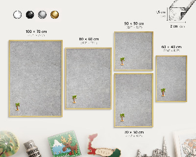 Magnettafel dekorativ bedruckt mit goldenem Rahmen Graue Textur