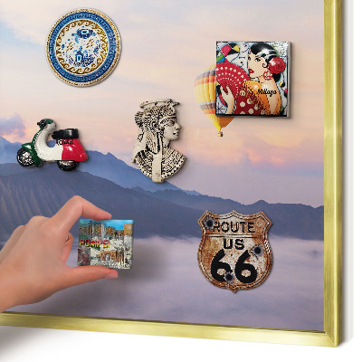 Magnettafel für Urlaubsmagnete in Goldrahmen Sky Journey
